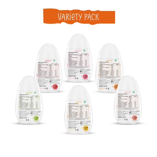 Variety Pack of 6 (Mango Peach, Zesty Orange, Lemon Iced Tea, Watermelon Mint, Strawberry Lemonade & Lemon Mint).