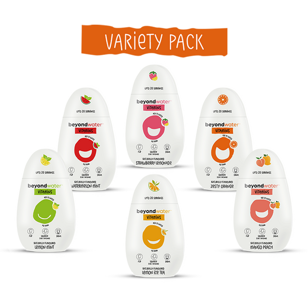 Variety Pack of 6 (Mango Peach, Zesty Orange, Lemon Iced Tea, Watermelon Mint, Strawberry Lemonade & Lemon Mint)