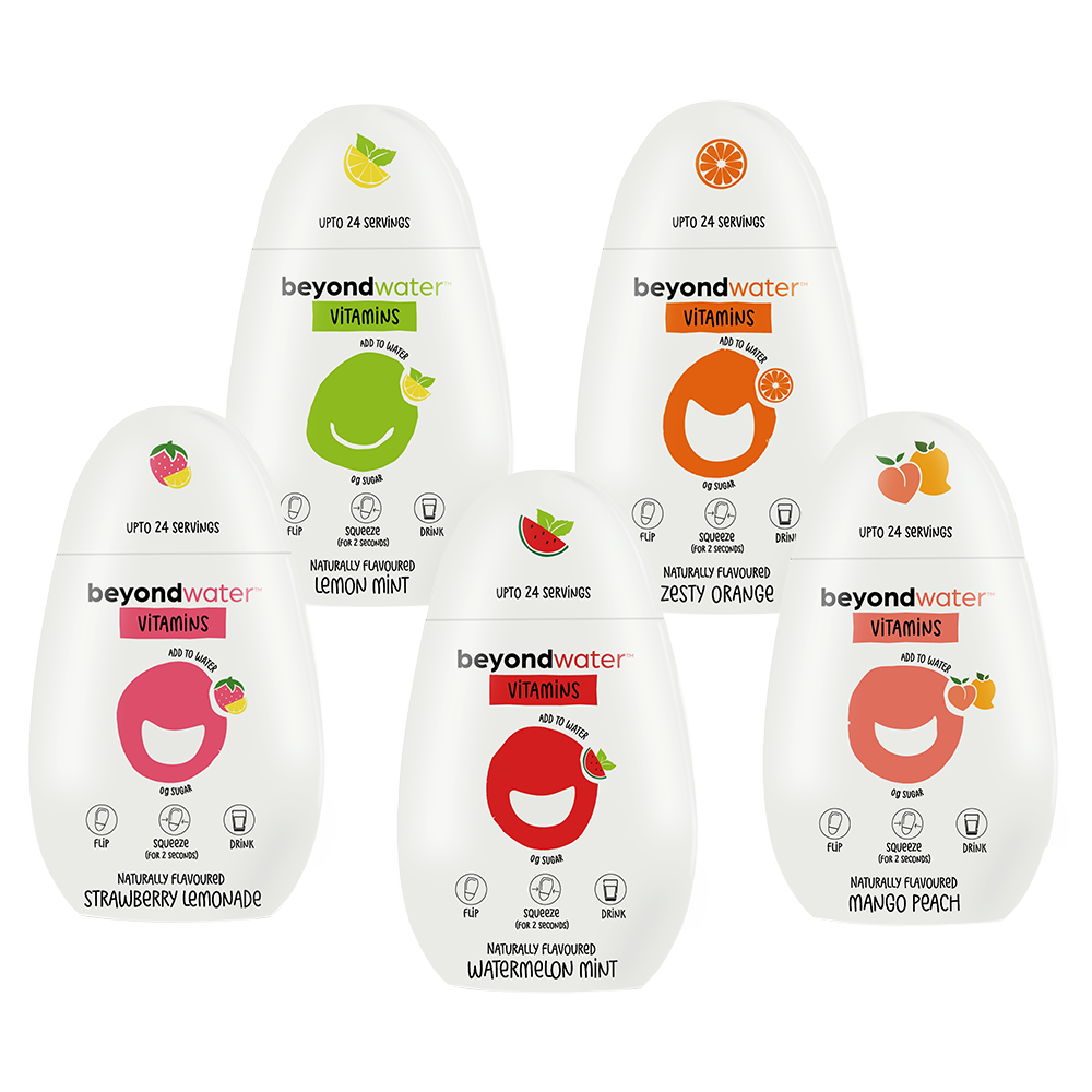 Flavour Variety Pack - Pack of 5 (Strawberry Lemonade, Watermelon Mint, Zesty Orange, Mango Peach, Lemon Mint) (CRED)